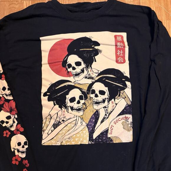 Riot Society Geisha Skeleton Long Sleeve Tee Men’s Medium - Picture 2 of 4